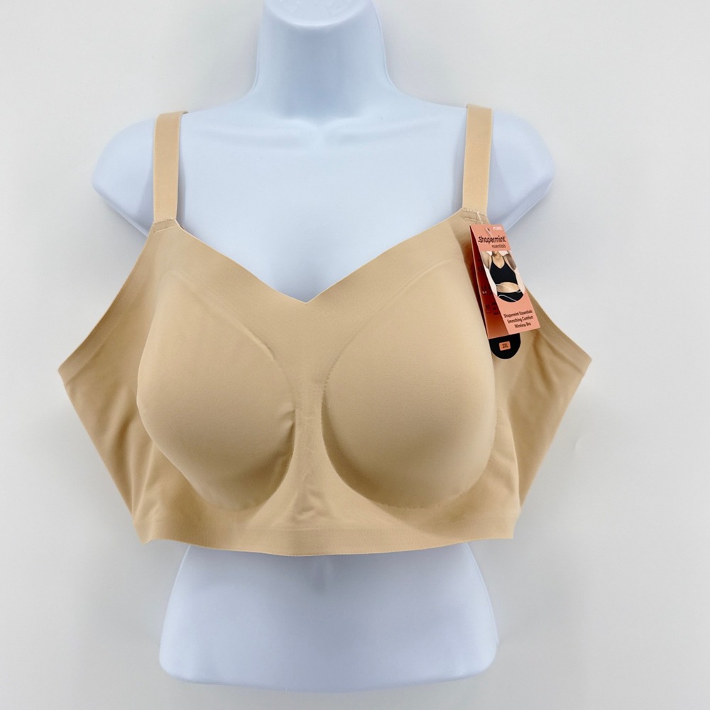 Shapermint Essentials Smoothing Comfort Wireless Bra Beige Nude 3XL Plus‎ NWT